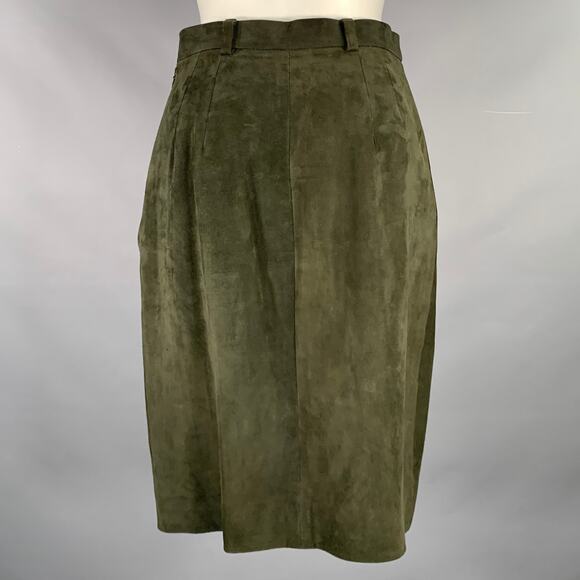 RALPH LAUREN Size 8 Green Suede Pencil Below Knee Skirt - Picture 2 of 6